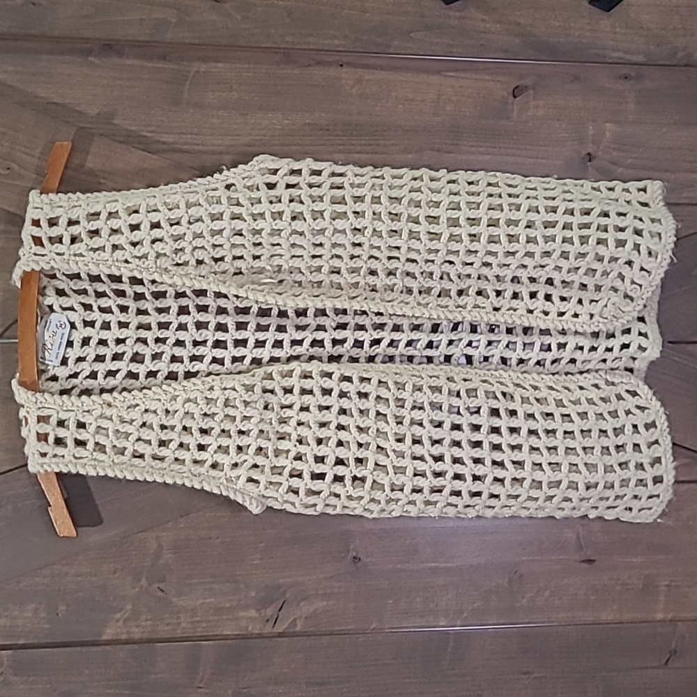 Vintage Risa Hand Crocheted Vest Virgin Wool M
